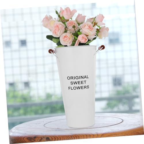 Rustic Vintage Flower Bucket Handle Vase for Farmhouse Decor
