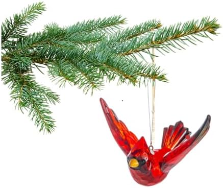 Flying Cardinal Memorial Ornament Red Bird Window Suncatcher with 2025 Hangtag and Suction Cup