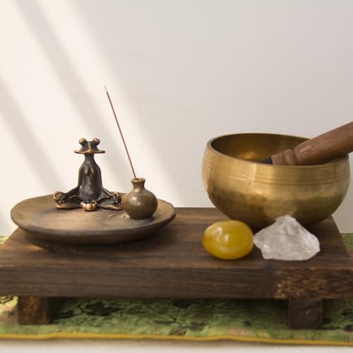 Frog-Vase Incense Holder Rust-Glazed Ceramic Incense Stick Holder for Meditation and Zen