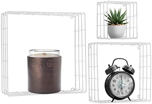 Sorbus Floating Square Shelves Set of 3 White