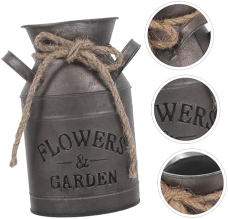 STOBAZA Vintage Flower Vase Rustic Bucket Planter Decorative Jug for Home Office