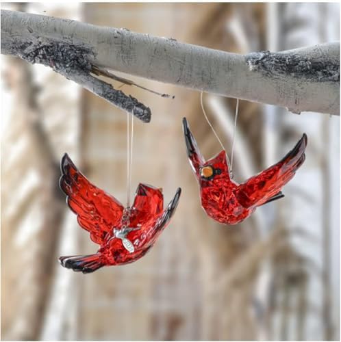 Flying Cardinal Memorial Ornament Red Bird Window Suncatcher with 2025 Hangtag and Suction Cup