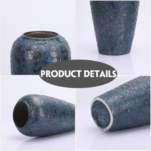 13 Inch Tall Blue Ceramic Vase for Home Decor