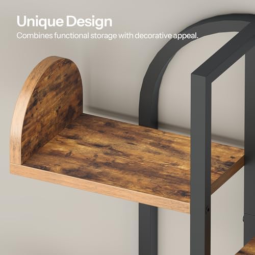 HOOBRO Tree Floating Shelf Wall 6-Tier Rustic Brown and Black