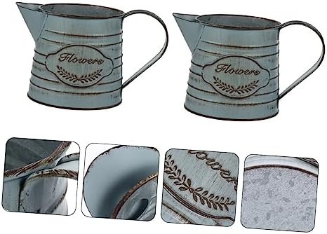 Antique Iron Flowerpot Decorative Vase for Home Office Bonsai Arrangement Vintage Design 2pcs Set