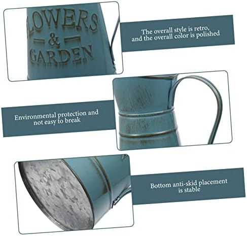 Boho Blue Retro Iron Pot Flower Vase for Home Decor