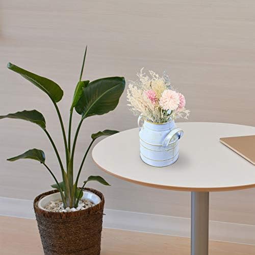 Hemoton Vintage Galvanized Metal Flower Bucket Shabby Chic Vase Blue