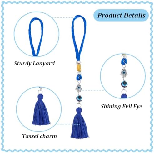 WEBEEDY 6 Pcs Hamsa Evil Eye Car Charm Decor