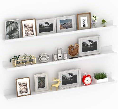 Giftgarden 47 Inch White Floating Shelves Set of 3