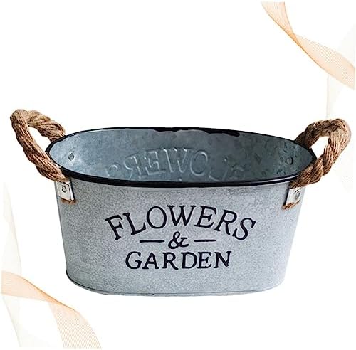 Vintage Style Iron Bucket Flower Vase