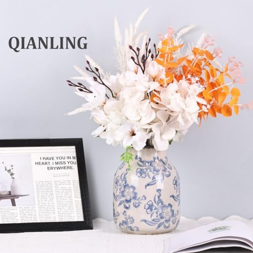 Exquisite Chinoiserie Blue and White Floral Vase 79 Inch Vintage Decor