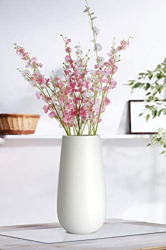 Dvine Dev 10 Inch Ivory Oval Ceramic Flower Vase