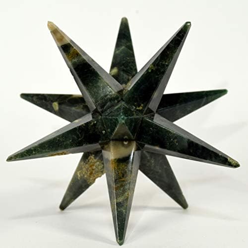 Ocean Jasper 12 Point Star with Clear Quartz Cabochon