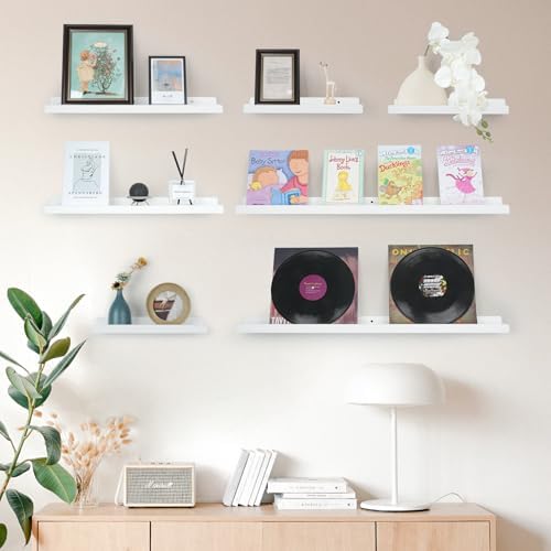 White Floating Shelves for Wall Set of 2 24 Inch Long
