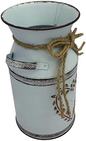 Vintage Metal Bucket Flower Vase for Farmhouse Decor