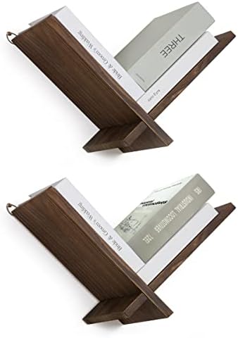Afuly Floating Shelves Wall Mount Set of 2 Modern Natural Wood Bookcase