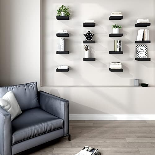 WELLAND 9 14 Inch Black Floating Shelves for Wall