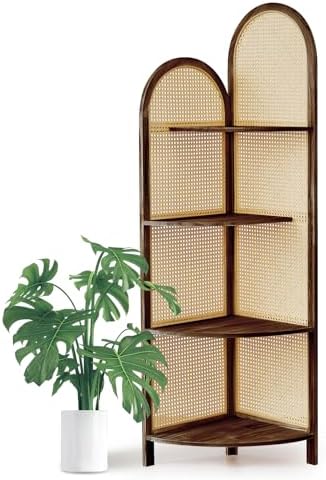 Asnefeli 4-Tier Corner Shelf Stand with Legs Brown