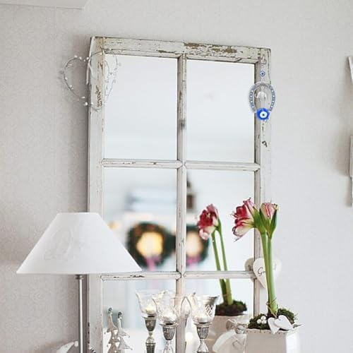WEBEEDY 2PCS Evil Eye Car Hanging Decor Blue Silver