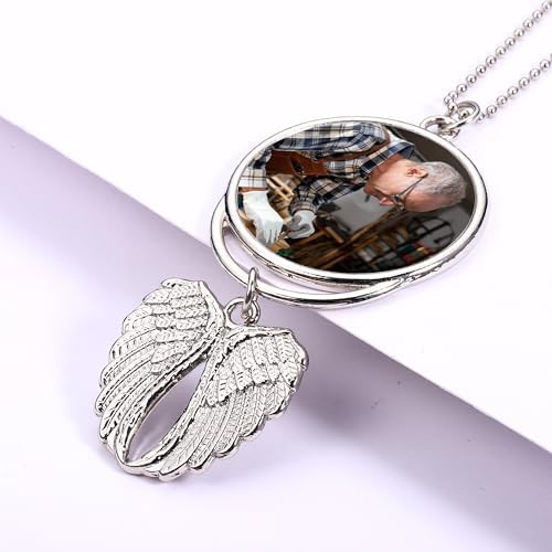 Personalized Photo Memorial Car Pendant - Angel Wings Keychain