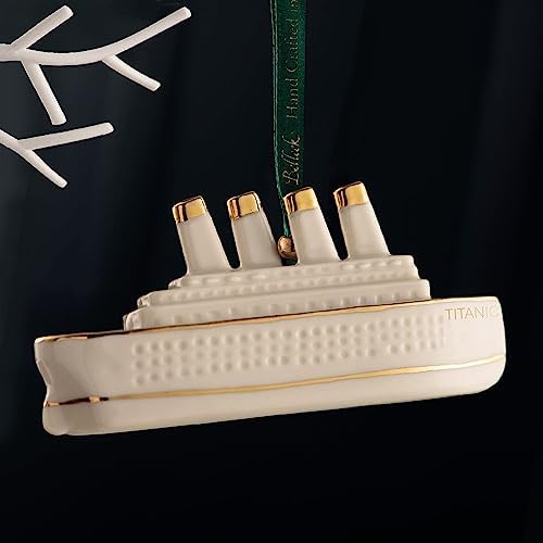 Belleek Titanic Ornament - 4 Inch White Porcelain Hanging Decor