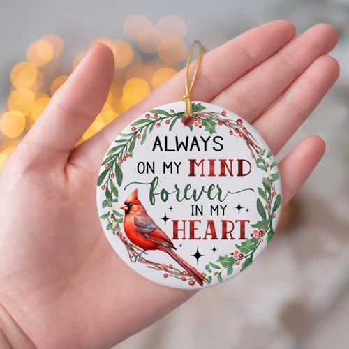 Memorial Ornament with Heartfelt Message - Christmas Red Cardinal Decor