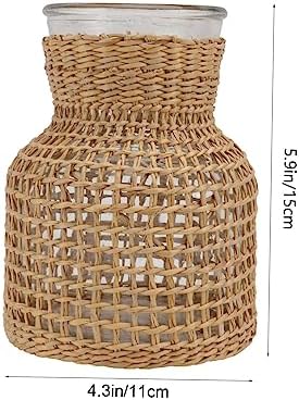 STOBAZA Luxury Grass Woven Flower Vase Natural Home Decor