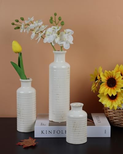 CheeryStow White Ceramic Vase Set of 3
