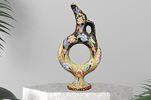 EliPOT Medium Ceramic Hittite Vase Light Green and Black