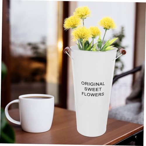 Rustic Vintage Flower Bucket Handle Vase for Farmhouse Decor