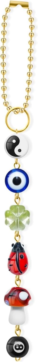 Car Rearview Mirror Hanging Charm with Lucky Symbols