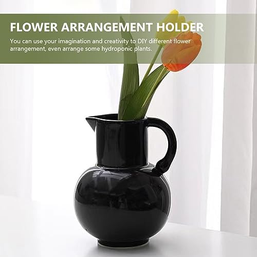 Farmhouse Ceramic Pitcher Vase for Dried Flowers and Home Decor