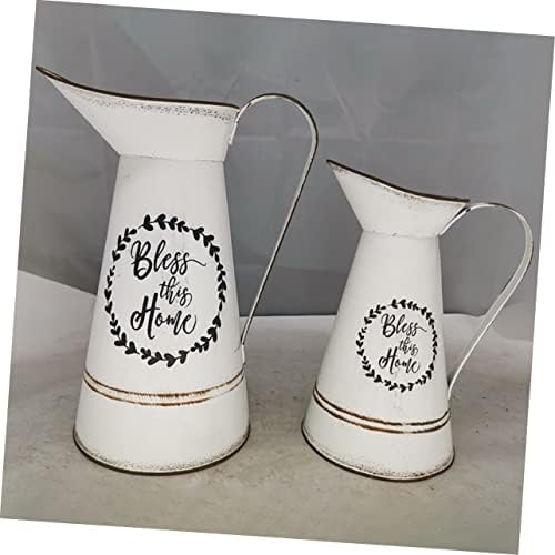 STOBAZA Rustic Vintage White Flowerpot Vase for Home Decor