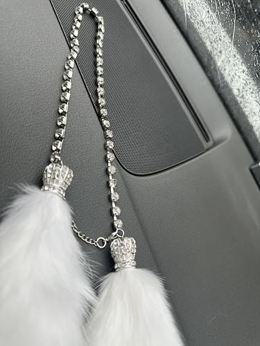 Bling Car Charm Cute Plush Fox Hanging Mirror Ornament