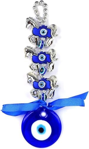 Evil Eye Three Horse Car Door Office Hanging for Good Luck and Prosperity