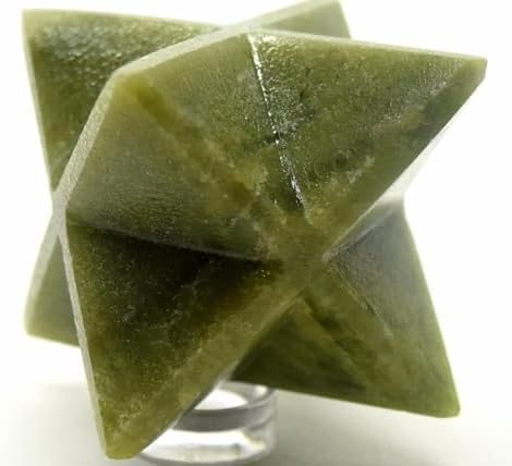 24 Rich Green Vesuvianite 8 Point Merkaba Carved Star Crystal