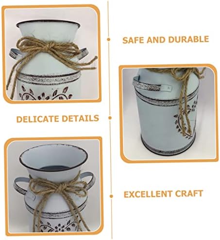 Vintage Metal Bucket Flower Vase for Farmhouse Decor