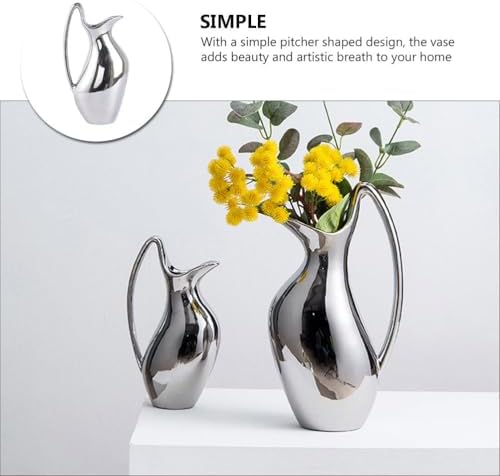 DOITOOL Farmhouse Pitcher Vase Ceramic Flower Decor for Home Office Kitchen