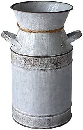 Galvanized Milk Can Retro Vase for Home Office Decor