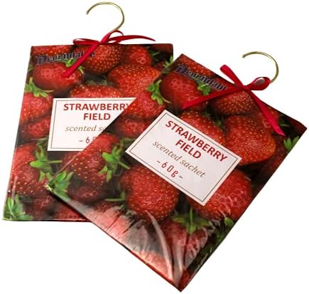 2 Pack Large Hanging Closet Sachet with Bow and Metal Hanger Strawberry