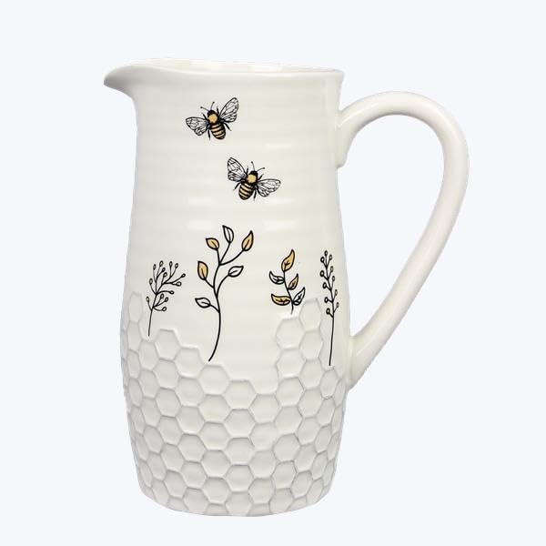 Youngs Inc Honey Bee Ceramic Water Pitcher Vase