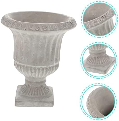 STOBAZA Cement Vase with Vertical Stripes Design