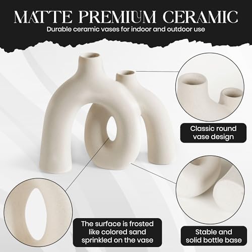 Ceramic Hug Vase Modern Donut Style Decor for Home
