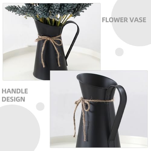 VOSAREA Vintage French Pitcher Vase 76 Inch Metal Bucket with Handle for Dried Flowers