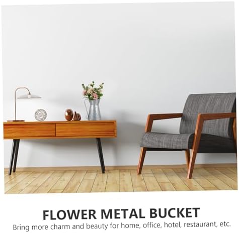 Rustic Iron Flower Vase Vintage Decor Bucket for Home Farmhouse Style Pot