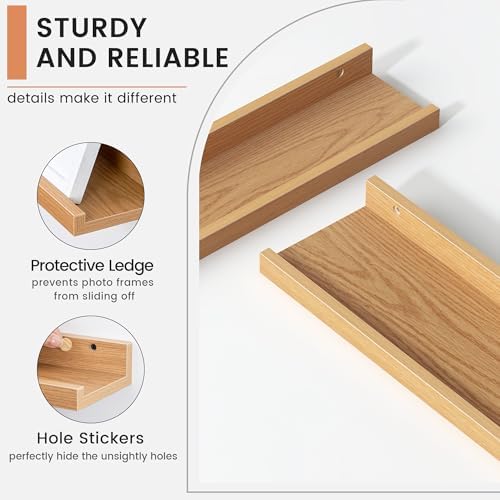4 Piece Floating Picture Ledge Shelves for Wall Display