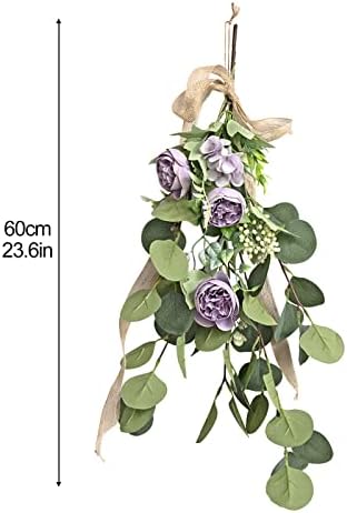 236 Inch Eucalyptus Swag with Flowers Wall Hanging Decor