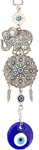 Betterdecor Turkish Blue Evil Eye with Lucky Elephant Wall Hanging Decor Amulet