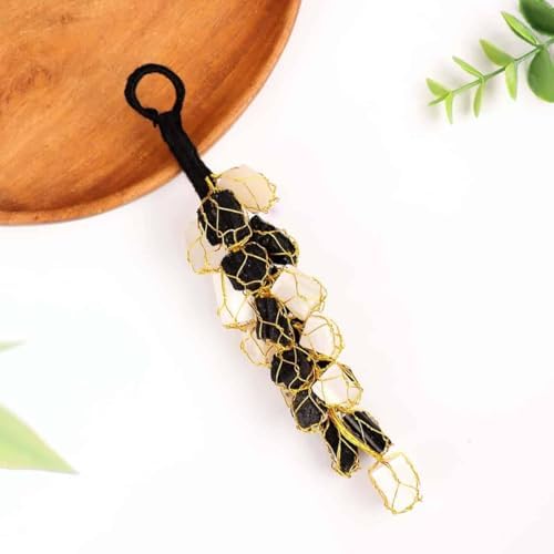 FIRSTRAY Natural Black Tourmaline and Selenite Hanging Ornament