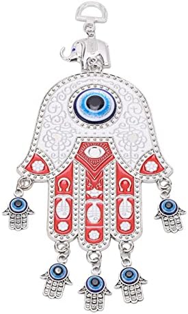 Blue Evil Eye Hamsa Hand Wall Hanging for Protection and Decoration